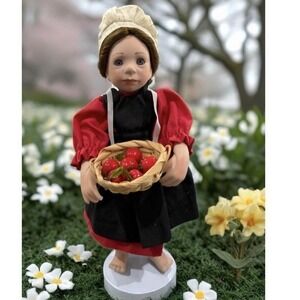 Ashton-Drake Amish Blessings "Sarah" 12" Bisque Porcelain Doll COA Basket Apples